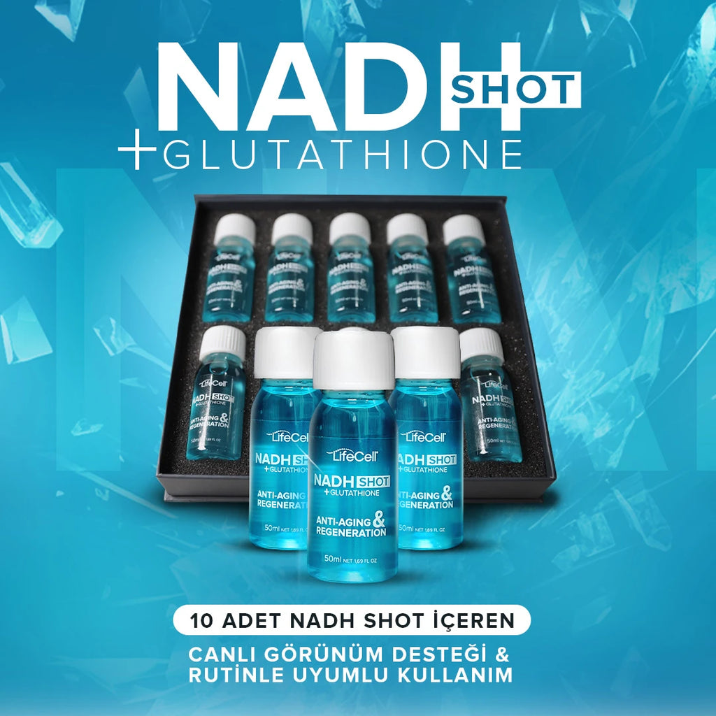 Nadh Shot + Glutathione ( Glutatyon ) Anti-Aging Takviye Edici Gıda 10 Shot