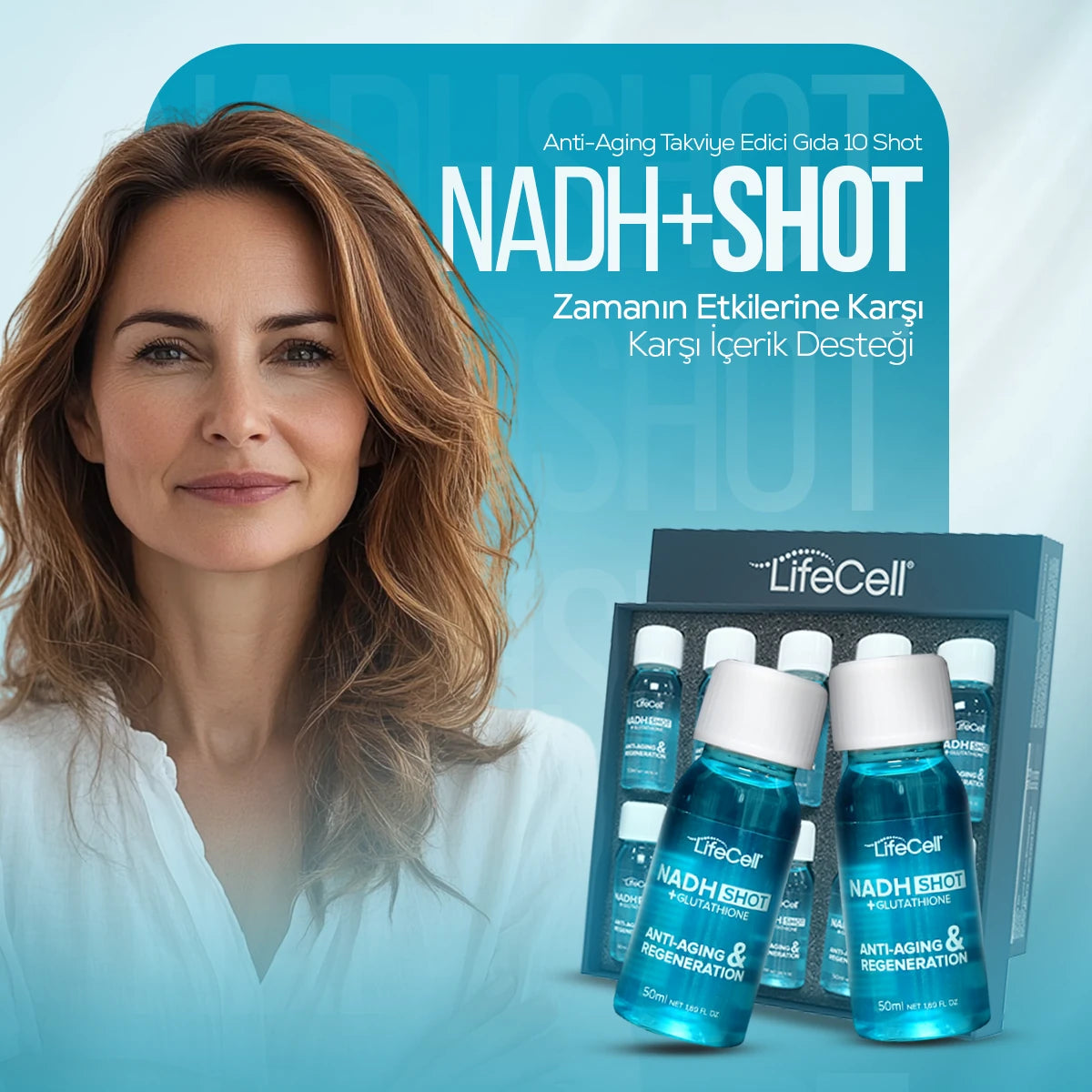 Nadh Shot + Glutathione ( Glutatyon ) Anti-Aging Takviye Edici Gıda 10 Shot