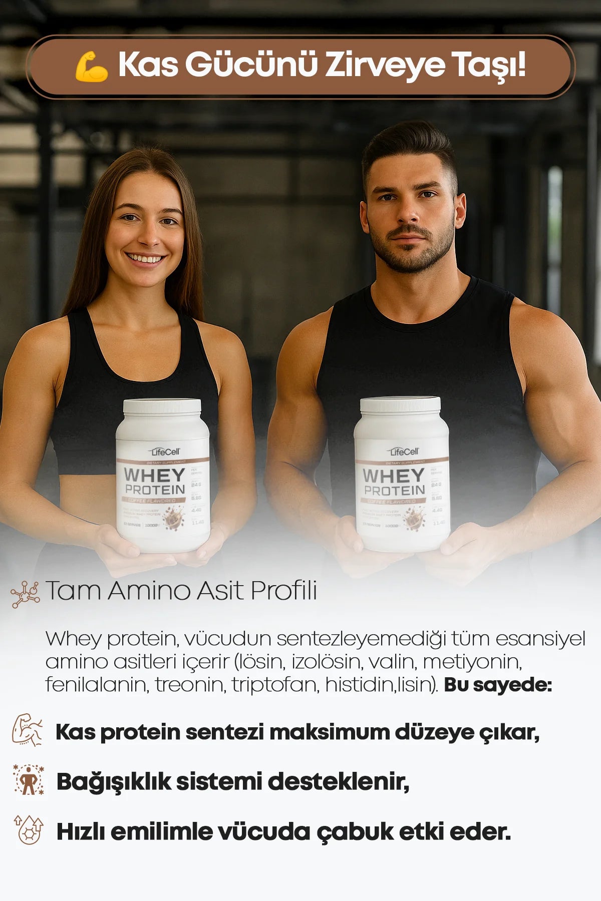 WHEY PROTEİN TOZU | KAHVE AROMALI | 33 SERVİS - 1000g