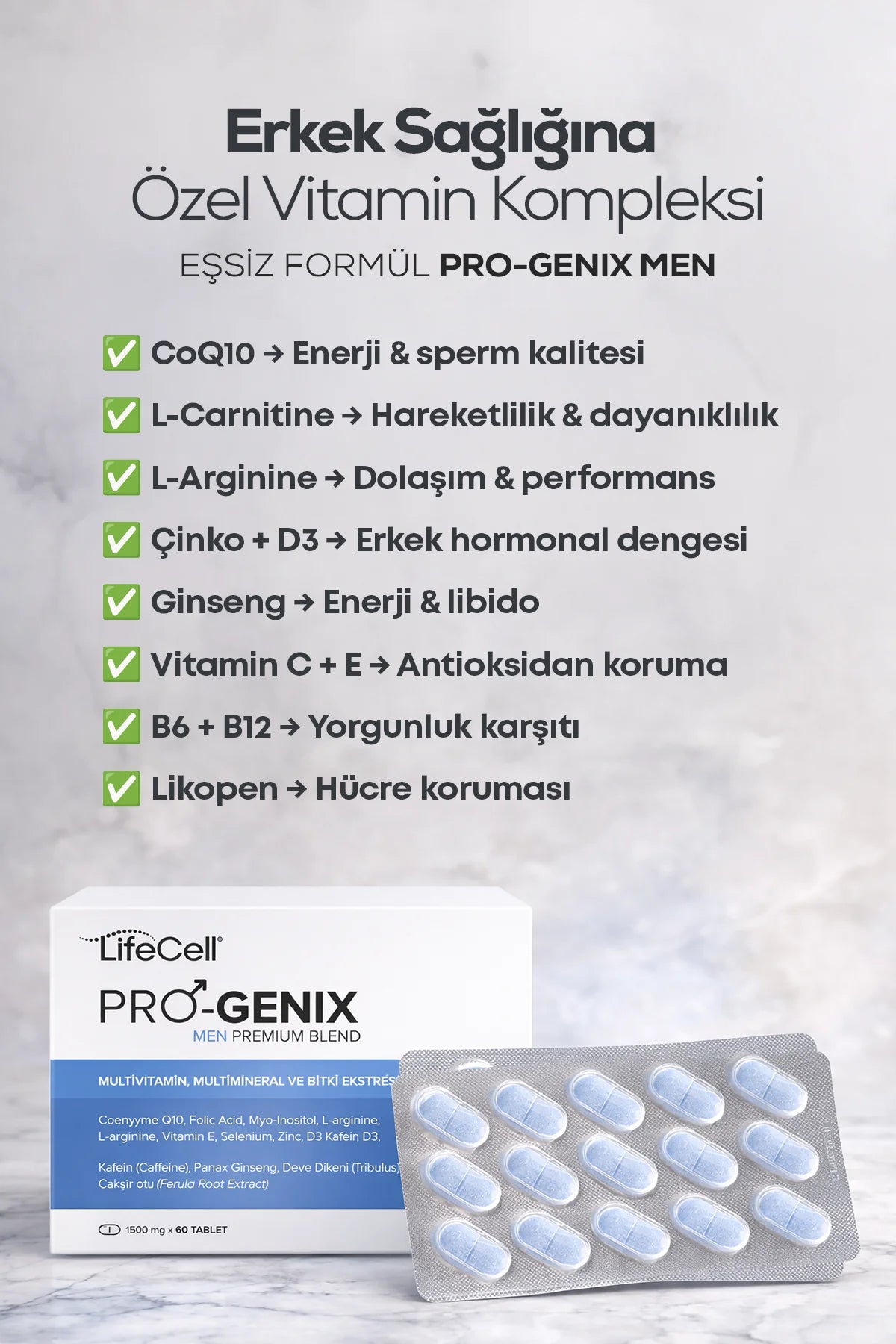 Pro-Genix Men | Multivitamin, Multimineral ve Bitki Ekstreleri İçeren Takviye Edici Gıda