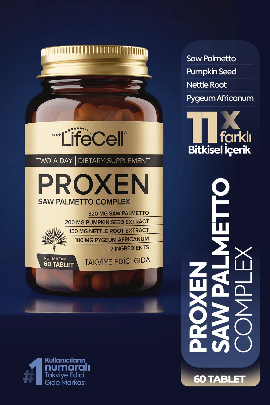 PROXEN | Saw Palmetto Complex | Cüce Palmiye, Bal Kabağı ve Beta Glukan İçeren Takviye Edici Gıda
