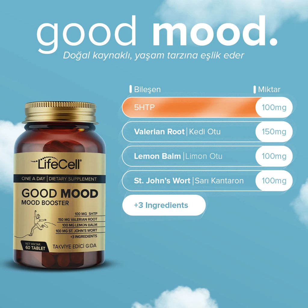 Good Mood Booster | Ruh Halinizi Dengeleyin! 5HTP ve Valerian İçeren Kompleks Takviye Edici Gıda