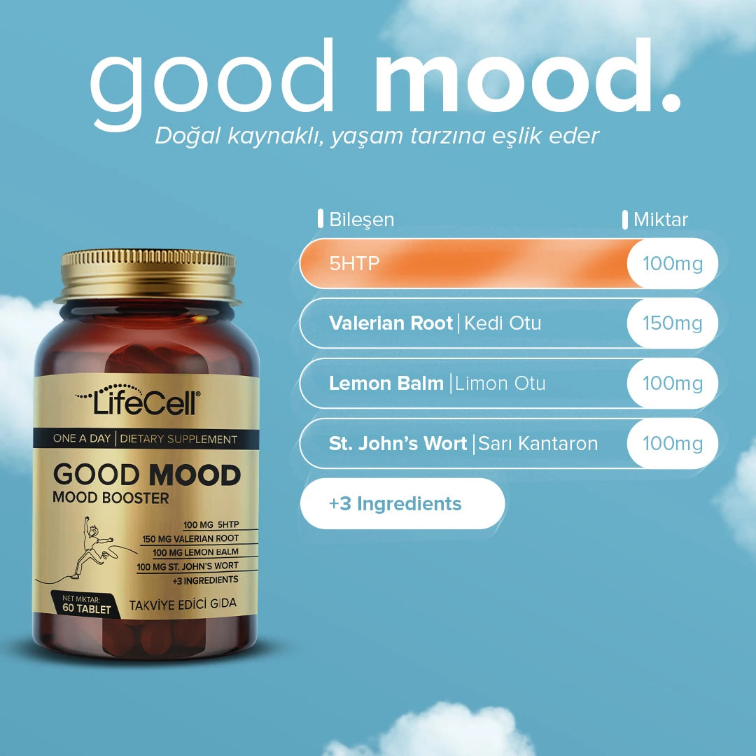Good Mood Booster | Ruh Halinizi Dengeleyin! 5HTP ve Valerian İçeren Kompleks Takviye Edici Gıda