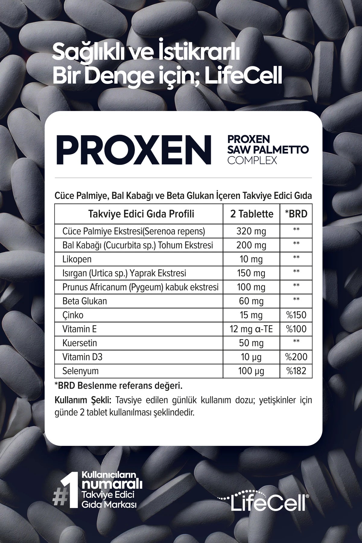 PROXEN | Saw Palmetto Complex | Cüce Palmiye, Bal Kabağı ve Beta Glukan İçeren Takviye Edici Gıda