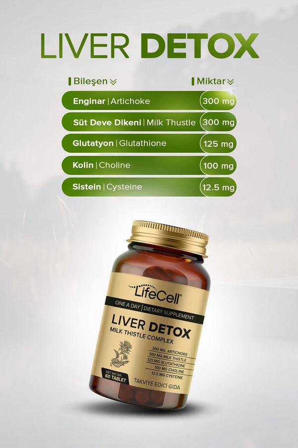 Liver Detox - Glutatyon, Devedikeni Ve Enginar İçeren Takviye Edici Gıda