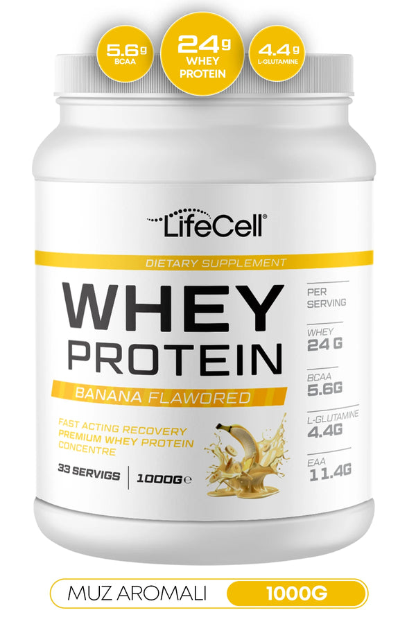 WHEY PROTEİN TOZU | MUZ AROMALI | 33 SERVİS - 1000g