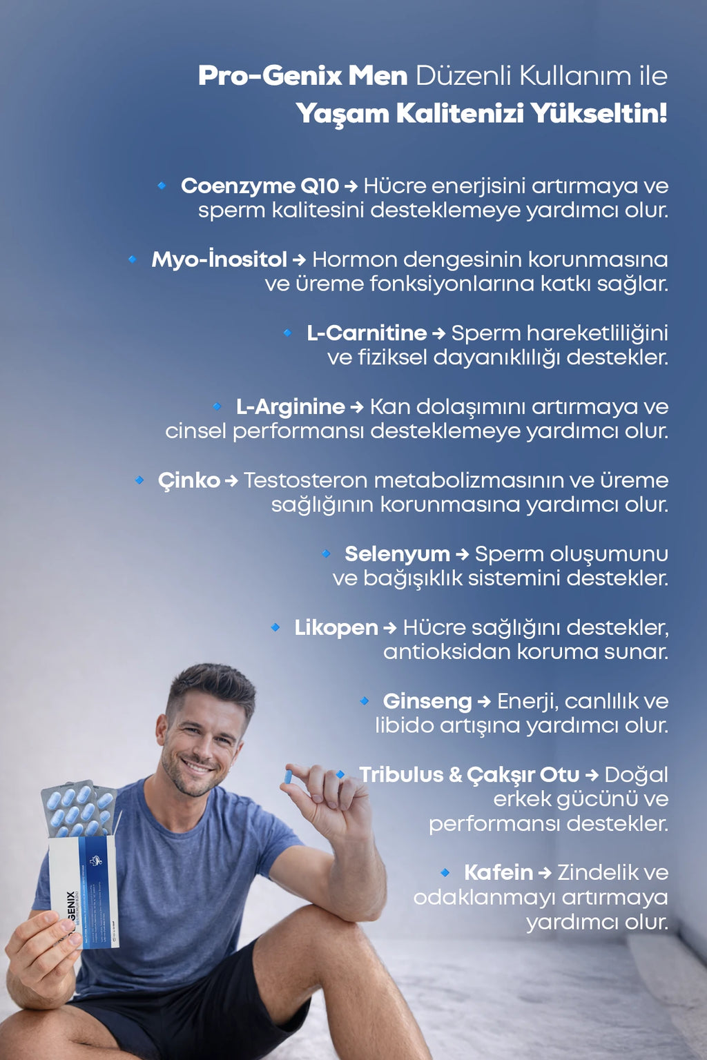 Pro-Genix Men | Multivitamin, Multimineral ve Bitki Ekstreleri İçeren Takviye Edici Gıda